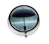 Black Umbrella in The Rain- Pastillero de 3 compartimentos, una caja de medicamentos portátil que contiene vitaminas, medicamentos, aceite de pescado y suplementos.
