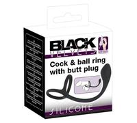 Acaricia Negra - Dildo anal y anillo para pene y testículos (negro)