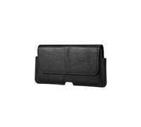 (Black) Universal Cow Leather Horizontal Mobile Phone Leather Case Waist Bag For 7.2 inch and Below Phones