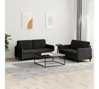 Black Velvet 2 Piece Sofa Set for Living Room, Modern Sectional Couch with Soft Fabric, Sturdy Wood Frame, Comfortable Seating for Relaxing and Entertaining