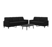 Black Velvet 2 Piece Sofa Set with Cushions, Modern Living Room Furniture for Small Spaces, Comfortable 2 Seater and 3 Seater Couch with Soft Fabric, Sturdy Metal Frame, for Apartments and Homes