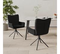 Black Velvet Swivel Dining Chairs 2 Pack with 360 Degree Rotation, Ergonomic Padded Armchairs for Kitchen Dining Room, Modern Comfortable Upholstered Chairs with Soft Fabric and Sturdy Metal Frame