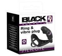 Black Velvets Men Ring & Vibro Plug Vibrador Negro 11.2 cm