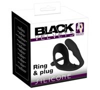 Dildo anal con anillo pene y testículos Black Velvet (negro)