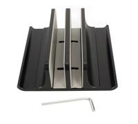 (Black) Vertical Stand 2 Slots Anodized Aluminium Alloy Adjustable Space Saving Laptop Holder for 0.63 to 2.36in Thick PC