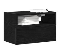 Black Wall Mounted Night Stand 45x26x28.5 cm with Drawer - Floating Bedside Table for Small Spaces Sturdy Engineered Wood - Modern Minimalist Design for Bedroom Storage