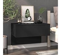 Black Wall Mounted Nightstand Floating Bedside Table with Storage Space Modern Minimalist Design for Small Bedroom Living Room Office 60x40x40cm