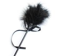 Black Whip Feather Tickler estimulante de cuero látigo