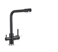 Black White Brass Luxury Pure Water Kitchen Faucet Dual Handle Hot And Cold Drinking Water 3-way Filter Kitchen Mixer Taps(Black with dot-A)
