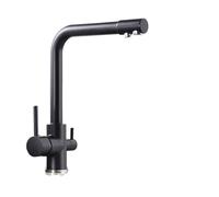 Black White Brass Luxury Pure Water Kitchen Faucet Dual Handle Hot And Cold Drinking Water 3-way Filter Kitchen Mixer Taps(Black Chrome-A)