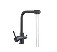 Black White Brass Luxury Pure Water Kitchen Faucet Dual Handle Hot And Cold Drinking Water 3-way Filter Kitchen Mixer Taps(Black A)