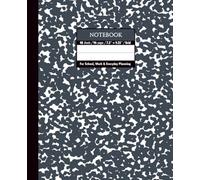 Black & White & Charcoal Marble Composition Notebook - Grid, 96 Pages, 7.5" × 9.25", Soft Matte Cover: Perfect for math, science, design projects, journaling, and daily planning