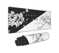 Black White Cherry Blossom Mouse Pad Sakura Death Life Extended Desk Mat 80x30 Cm Non-slip Rubber Base Stitched Edge Large Xl Playmat for Gaming Lapto