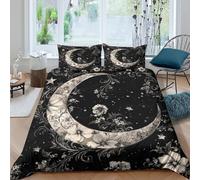 Black White Gothic Funda Edredon Juego de Ropa de Cama de 3 Piezas Impresión 3D Cierre de Black Blanco Gothic Funda de Edredón Funda de Almohada a Juego Transpirable for Ancianos （140x200cm）