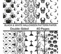 Black & White Halloween Scrapbook Paper 40 Pages 20 Sheets: Double Sided Pattern Paper for Scrapbooking, Card Making, Origami, DIY and More