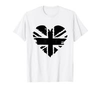 Black & White Heart-Shaped Flag of The UK Union Jack Camiseta