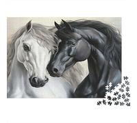 Black White Horse Puzzle 1000 Piezas Adultos Y Ni?os Difícil Entrenamiento De Concentración Noche En Familia Cartón Premium 52x38cm/1000pcs