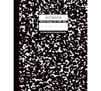 Black & White Marble Composition Notebook - Grid, 96 Pages, 7.5" × 9.25", Soft Matte Cover: Perfect for math, science, design projects, journaling, and daily planning