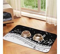 Black White Music,Waterproof Pet Feeding Mat,PU Leather Placemats for Cat Dog Water Bowl,Food Mats,40x60cm