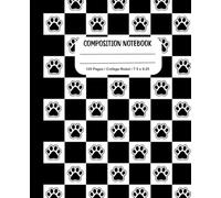 Black & White Paw Print Checkerboard Composition Notebook: Cute College Ruled Journal for Kids, Teens & Animal Lovers