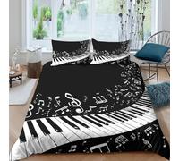 Black White Piano Funda Edredon Microfibra Juego de Ropa de Cama de 3 Piezas Impresión 3D Cierre de Black Blanco Piano diseño Funda de Edredón Funda de Almohada a Juego Suave for Adolescentes