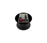 Black & White Retro Real London with Big Ben, London Skyline PopSockets PopGrip Adhesivo