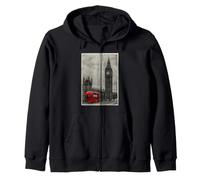 Black & White Retro Real London with Big Ben, London Skyline Sudadera con Capucha