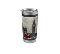 Black & White Retro Real London with Big Ben, London Skyline Vaso térmico de acero inoxidable de doble pared