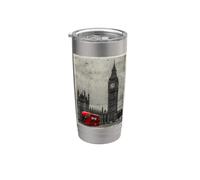Black & White Retro Real London with Big Ben, London Skyline Vaso térmico de acero inoxidable de doble pared