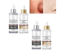 Black & White Rice Exfoliating Ampoule Duo Set - Suero exfoliante suave para rostro y cuerpo, exfoliante hidratante y aclarador, limpieza profunda de poros y suave y radiante (2 unidades)