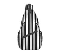 Black & White Stripe Digital Camo Crossbody Bag Men's Chest Cross Body Bag, Ligero, para Senderismo Y Viajes
