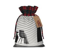 Black & White Stripe2 - 1 bolsa de Navidad con cordón de 8.3 x 11.8 pulgadas, bolsa robusta para regalos y artículos esenciales de uso diario