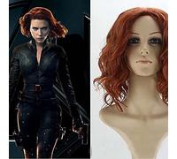 Black Widow Cosplay pelucas Natasha Romanoff peluca corta rizada mixta marrón rojizo resistente al calor pelo sintético + gorro de peluca gratis