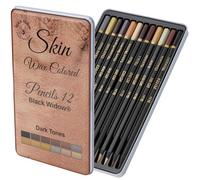 Black Widow Lápices de color oscuro | Set Retrato | Lápices de colores para adultos | Lápices para la tez | Ahora con calificaciones rápidas y ligeras.