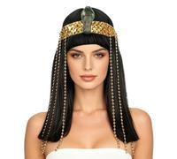 Black Wig Cosplay Women - Egyptian Halloween Role Play Accessories | Long Straight Wig with Bangs for Female Friends Carnival Masquerade Ball Themed Party Stage Performance Holiday Photography