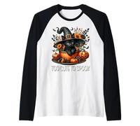 Black Witch Cat Kitten Graphic For Cat Mom Too Cute To Spook Camiseta Manga Raglan