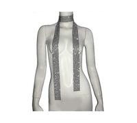 (Black with diamond)Sparkle-scarf Metal Sequins Neck Tie Skinny Long Neckerchief Women Ladies