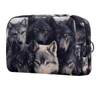 Black Wolves - Neceser para mujer, neceser de viaje, bolsa organizadora de maquillaje con cremallera, multicolor, 18.5x7.5x13cm/7.3x3x5.1in, Neceser
