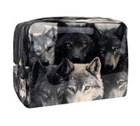 Black Wolves - Neceser para mujer, neceser de viaje, de PVC, organizador de maquillaje con cremallera, multicolor, 18.5x7.5x13cm/7.3x3x5.1in, Neceser