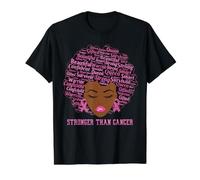 Black Women Queen Stronger Than Breast Cancer Pink Ribbon Camiseta gráfica económica, Hombre, Negro, L