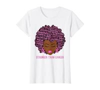 Black Women Queen Stronger Than Breast Cancer Pink Ribbon Camiseta gráfica económica, Mujer, Blanco, S