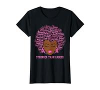 Black Women Queen Stronger Than Breast Cancer Pink Ribbon Camiseta gráfica económica, Mujer, Negro, S