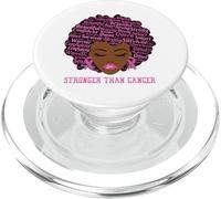 Black Women Queen Stronger Than Breast Cancer Pink Ribbon PopSockets PopGrip para MagSafe