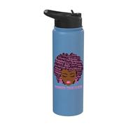 Black Women Queen Stronger Than Breast Cancer Pink Ribbon Stainless Steel Insulated Water Bottle