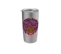Black Women Queen Stronger Than Breast Cancer Pink Ribbon Vaso térmico de acero inoxidable de doble pared