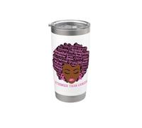 Black Women Queen Stronger Than Breast Cancer Pink Ribbon Vaso térmico de acero inoxidable de doble pared