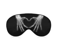 Black Xray Bones Hands Love Heart Pattern Sleep Mask Eye Parche Eyeshade con correa elástica Cover Sleeping para hombres, mujeres y niños