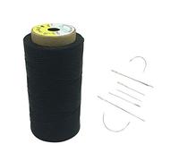 (black) - Yulakes 260 Metres 1mm Leather Waxed Wax Thread Corded Leather Needles Sewing Crafting With 7pcs leather sewing needles (black)