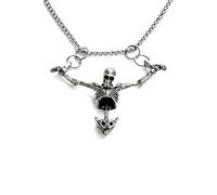 BlackAmazement Collar de acero inoxidable 316L con colgante de hueso, esqueleto, calavera, calavera, plata, gótico, motorista para hombre