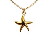 BlackAmazement Collar de acero inoxidable 316L, estrella de mar, plata y oro para mujer, Acero inoxidable